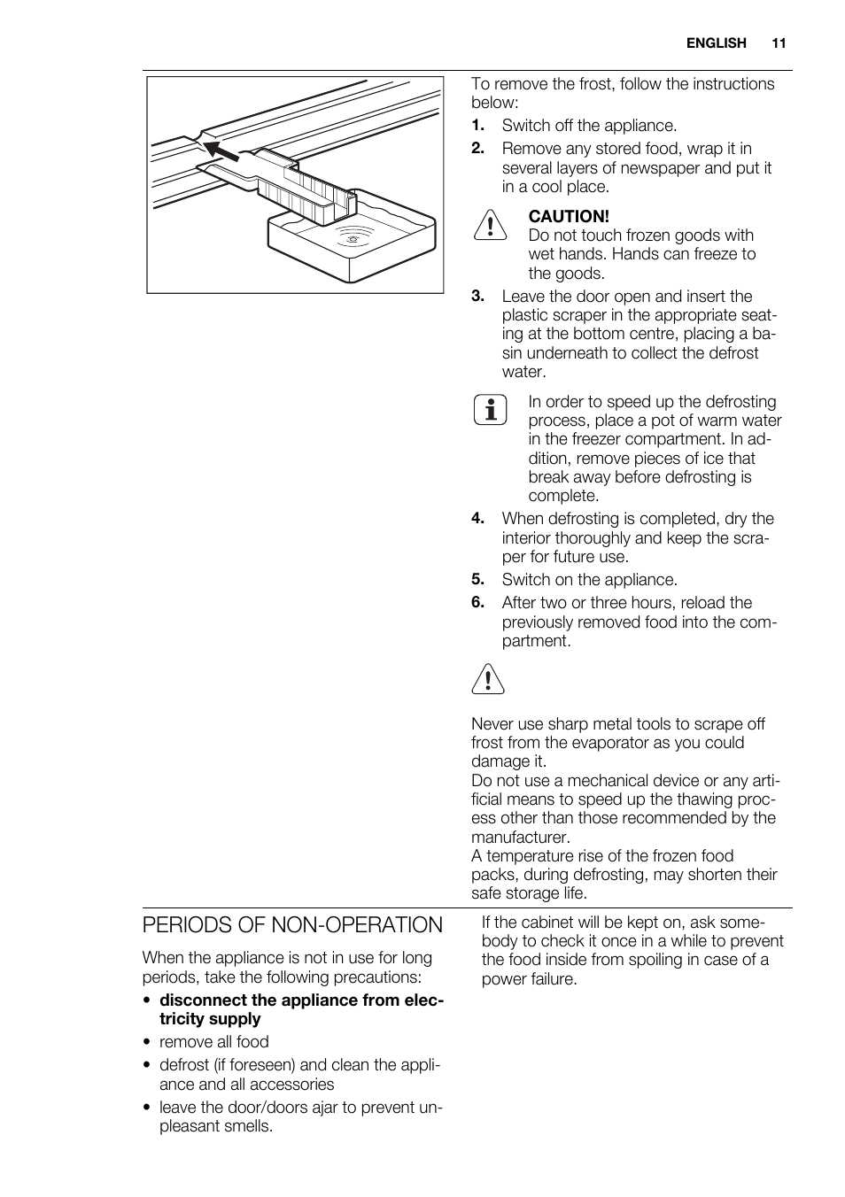 Periods of non-operation | Electrolux ENN2900AOW User Manual | Page 11 / 100