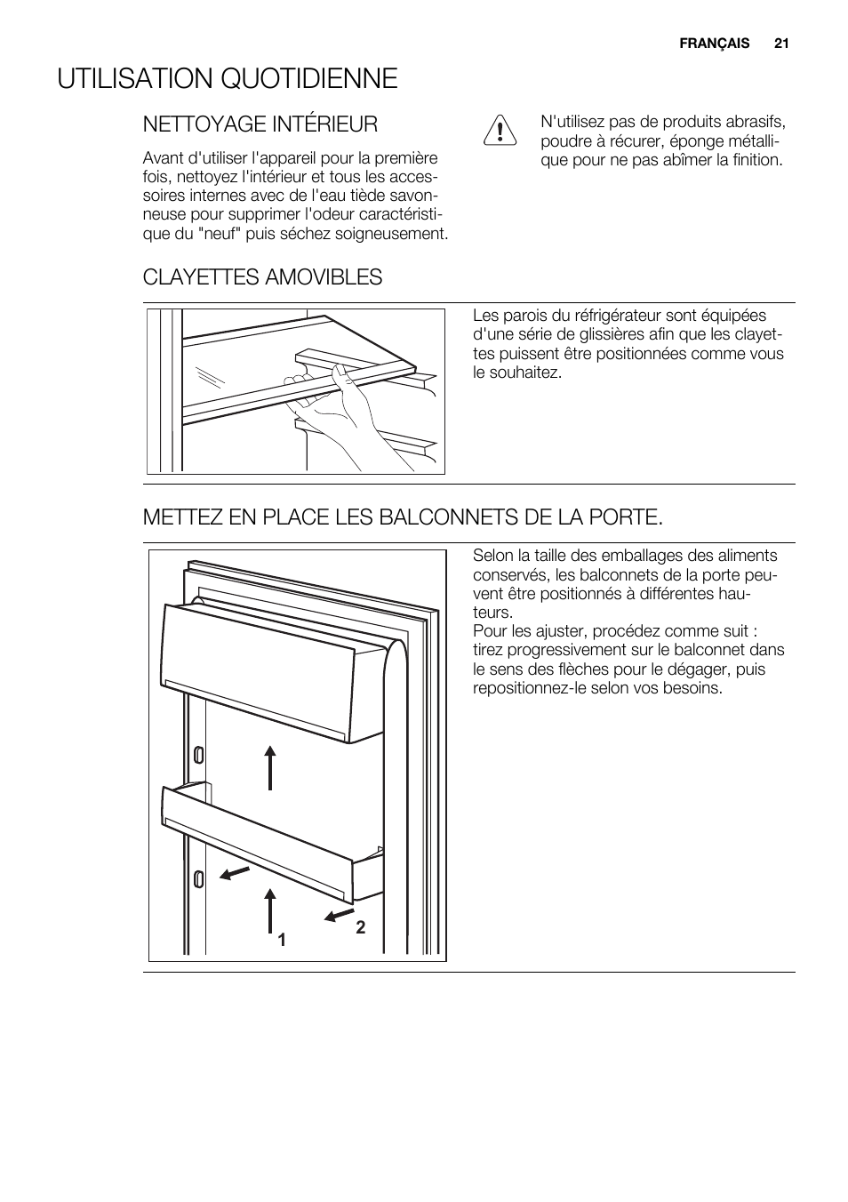 Utilisation quotidienne | Electrolux ERN2301AOW User Manual | Page 21 / 84