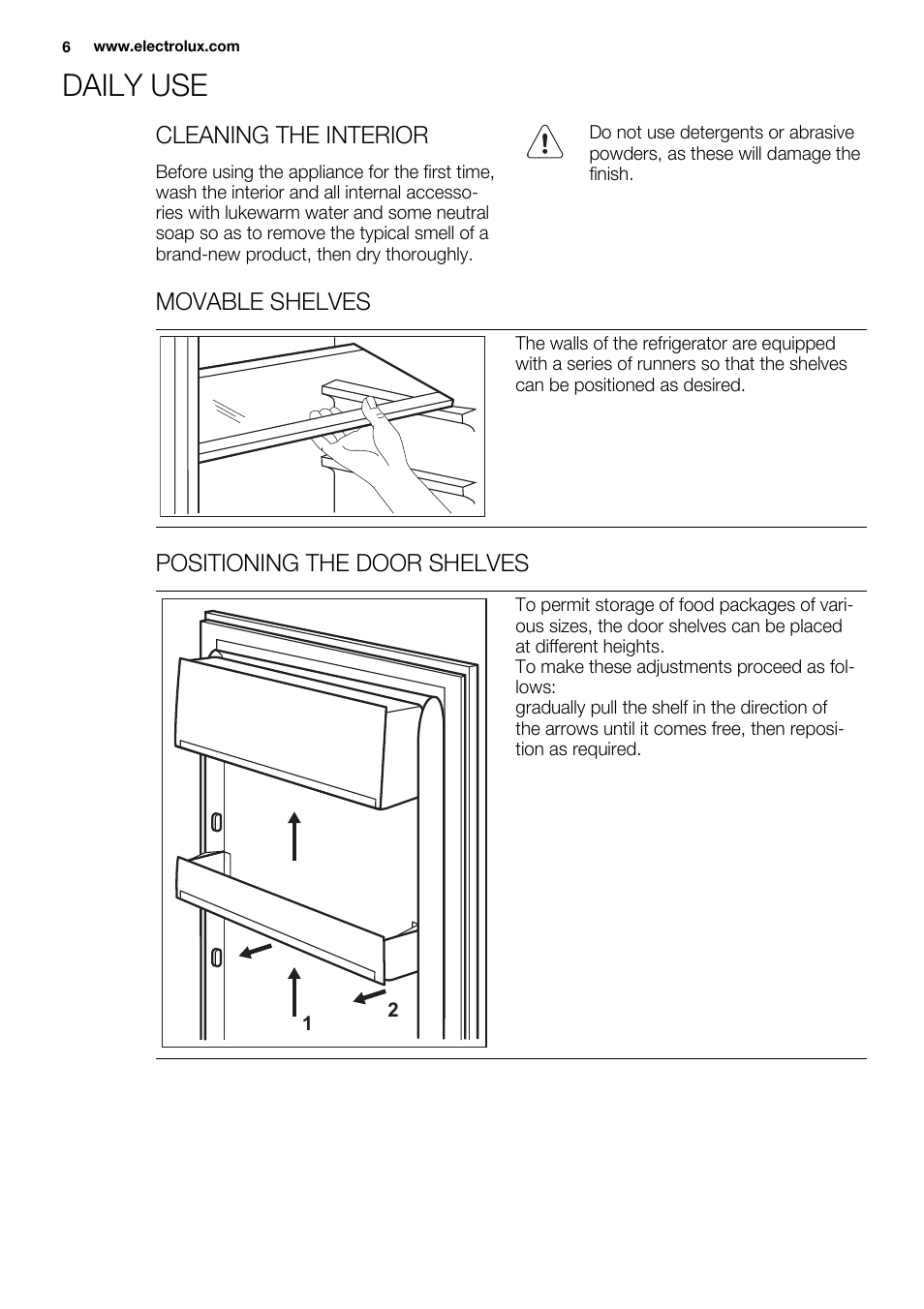 Daily use | Electrolux ERN2301AOW User Manual | Page 6 / 84