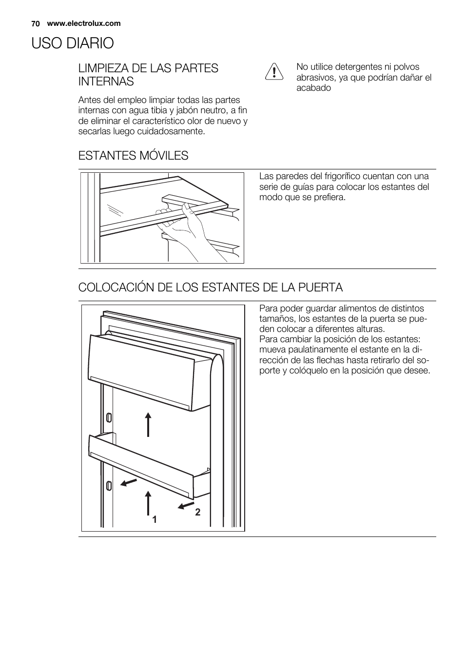 Uso diario | Electrolux ERN2301AOW User Manual | Page 70 / 84
