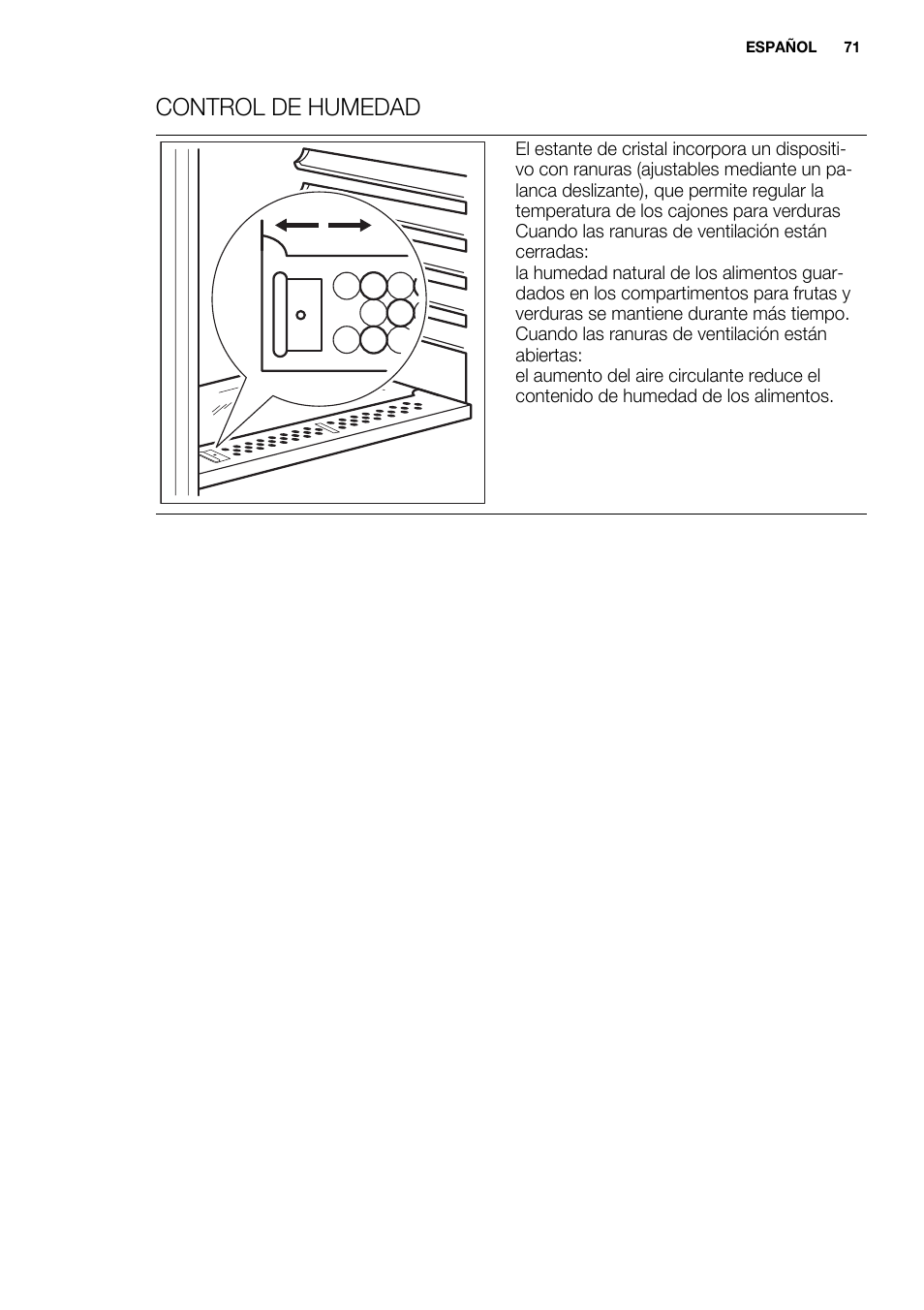 Control de humedad | Electrolux ERN2301AOW User Manual | Page 71 / 84