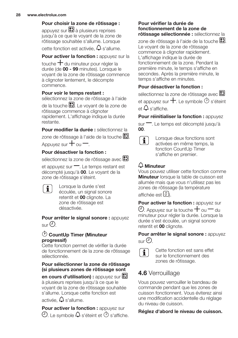 6 verrouillage | Electrolux EQT4520BOG User Manual | Page 28 / 60