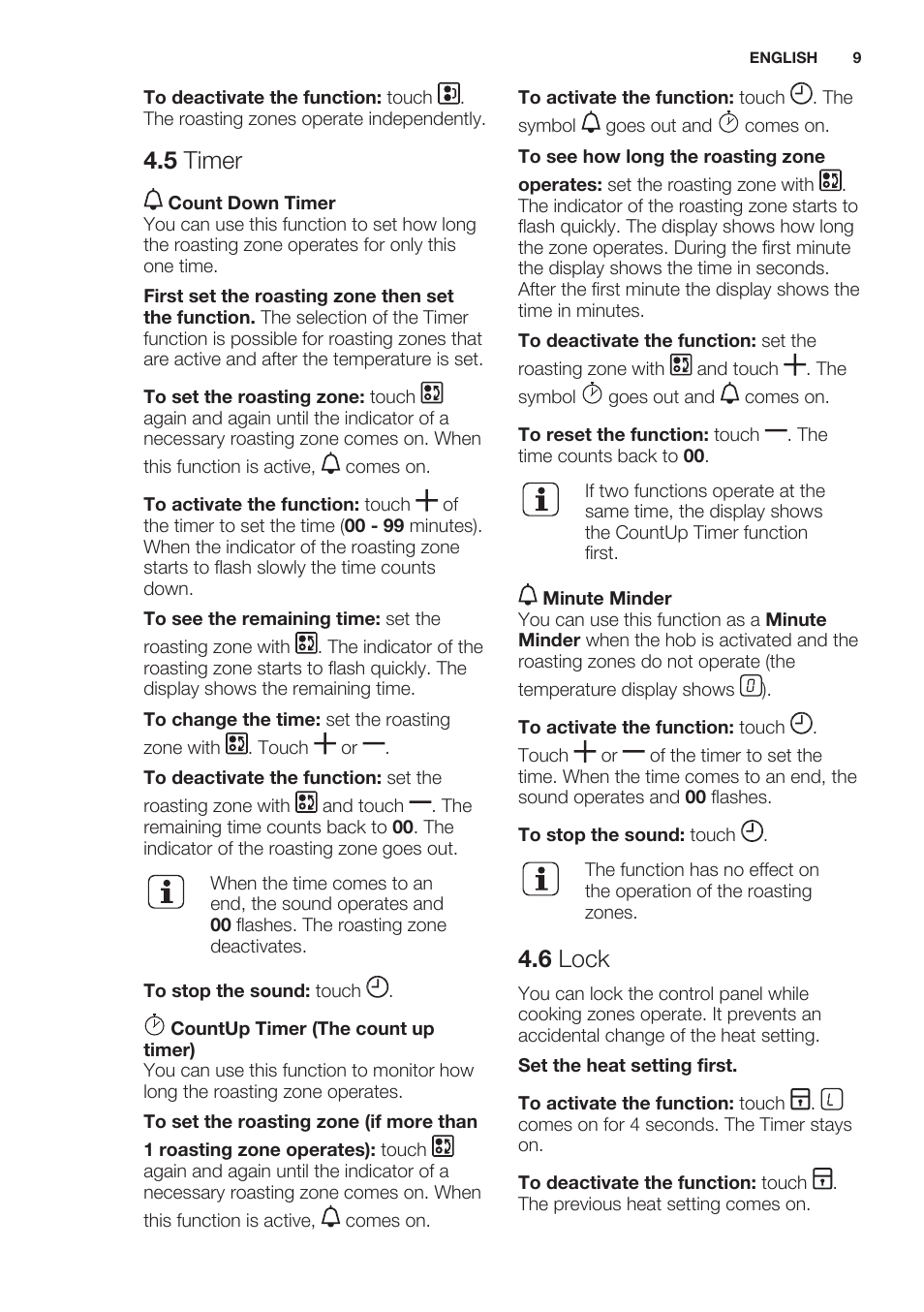 5 timer, 6 lock | Electrolux EQT4520BOG User Manual | Page 9 / 60
