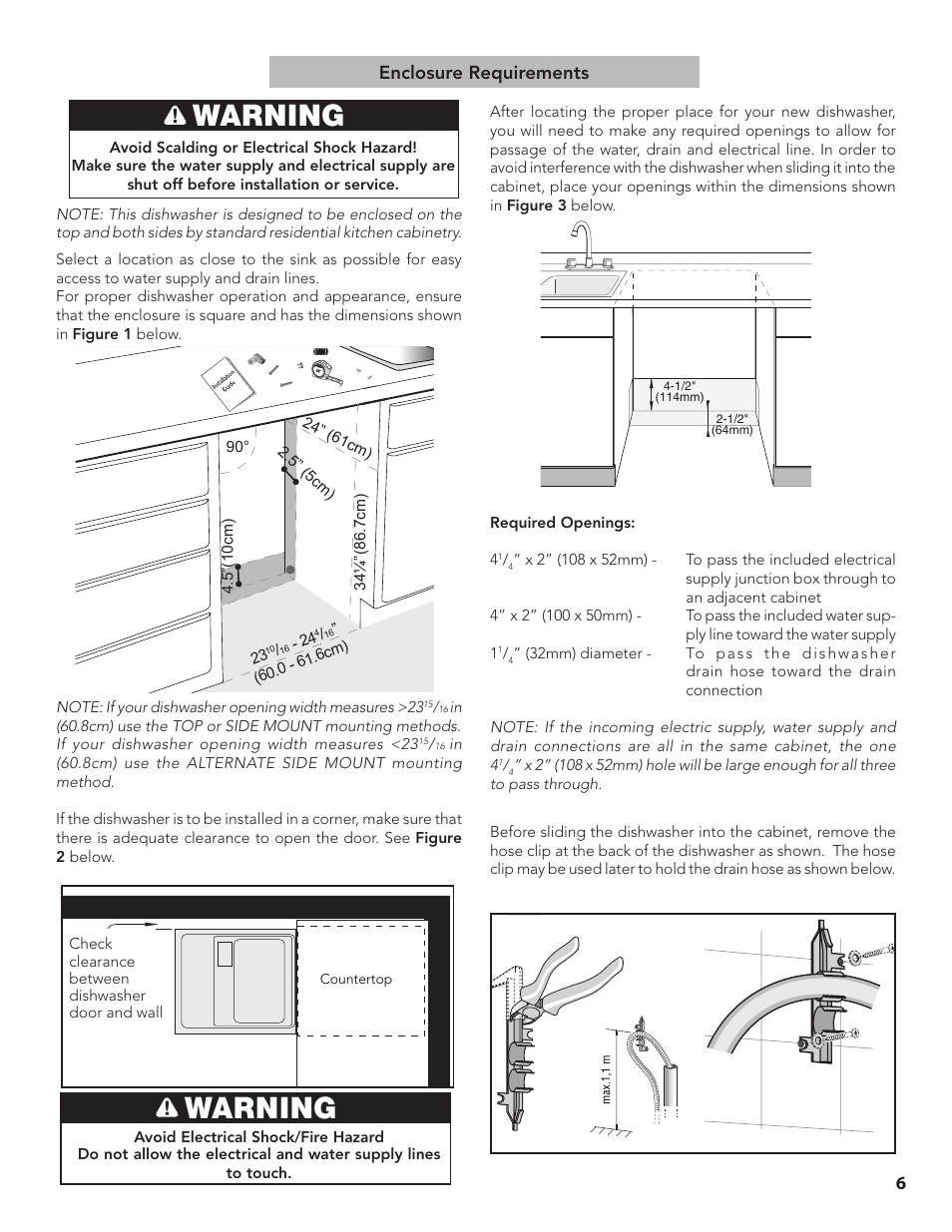 Warning, 6enclosure requirements | Bosch SGE63E15UC User Manual | Page 7 / 39