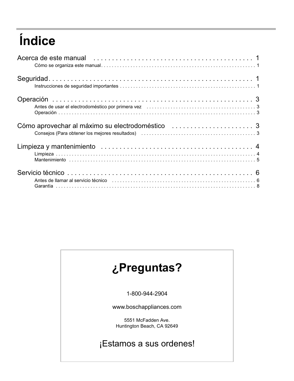 Preguntas, Estamos a sus ordenes | Bosch DHL755BUC User Manual | Page 22 / 32