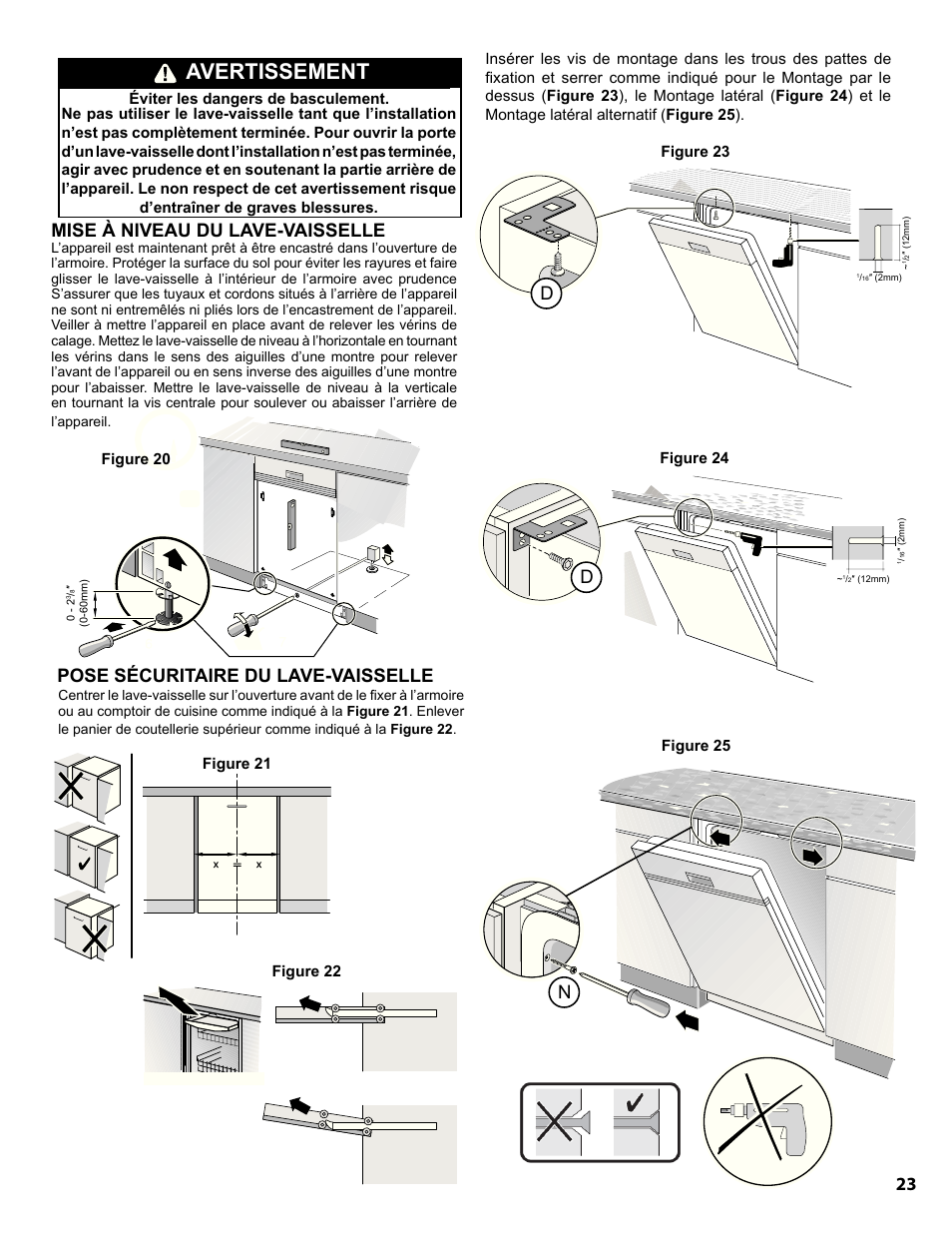 Warning, Avertissement | Bosch SHE9PT55UC User Manual | Page 23 / 38