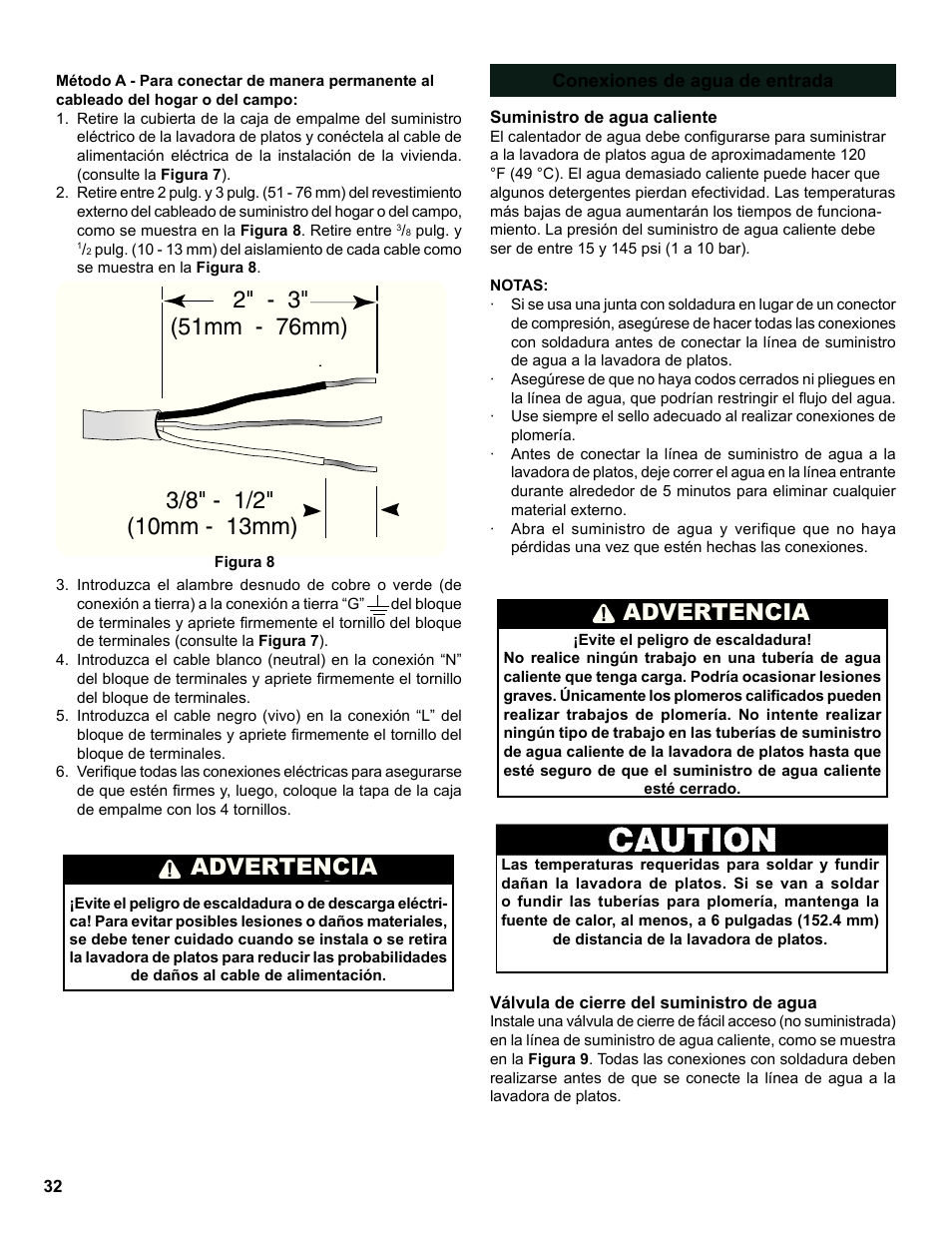 Warning, Advertencia | Bosch SHE9PT55UC User Manual | Page 32 / 38