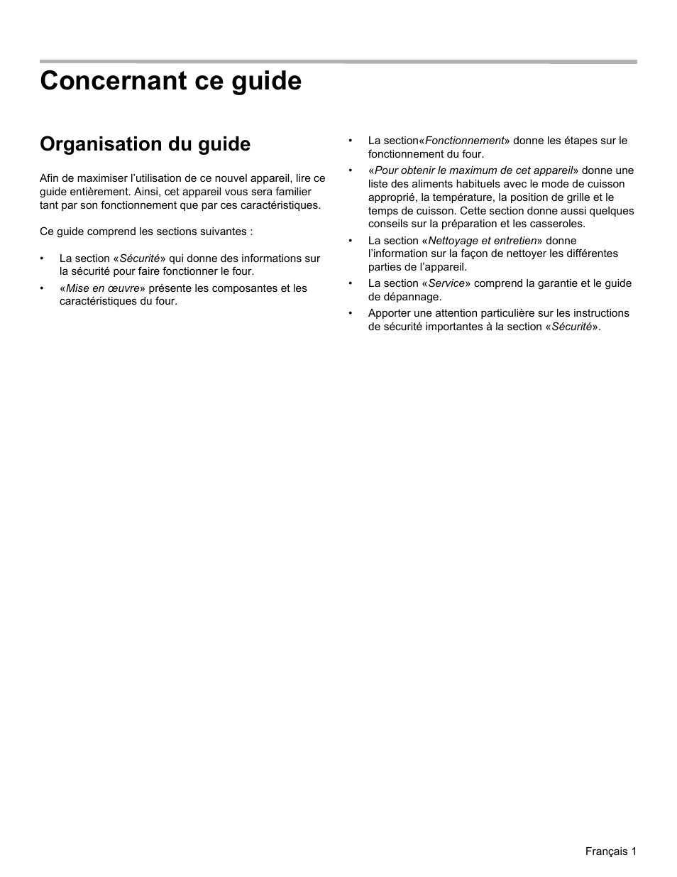 Concernant ce guide, Organisation du guide | Bosch HGS3023UC User Manual | Page 34 / 96