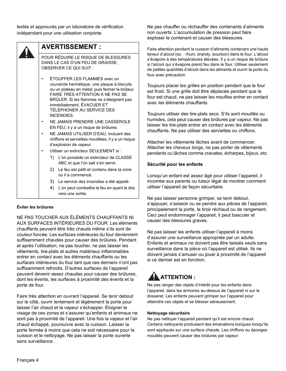 Avertissement, 3) le service des incendies a été appelé, Attention | Bosch HGS3023UC User Manual | Page 37 / 96