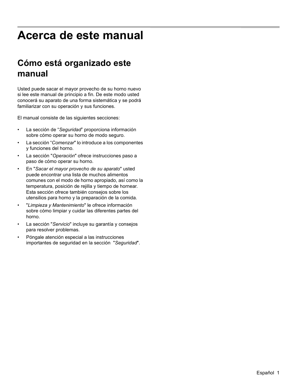 Acerca de este manual, Cómo está organizado este manual | Bosch HGS3023UC User Manual | Page 66 / 96