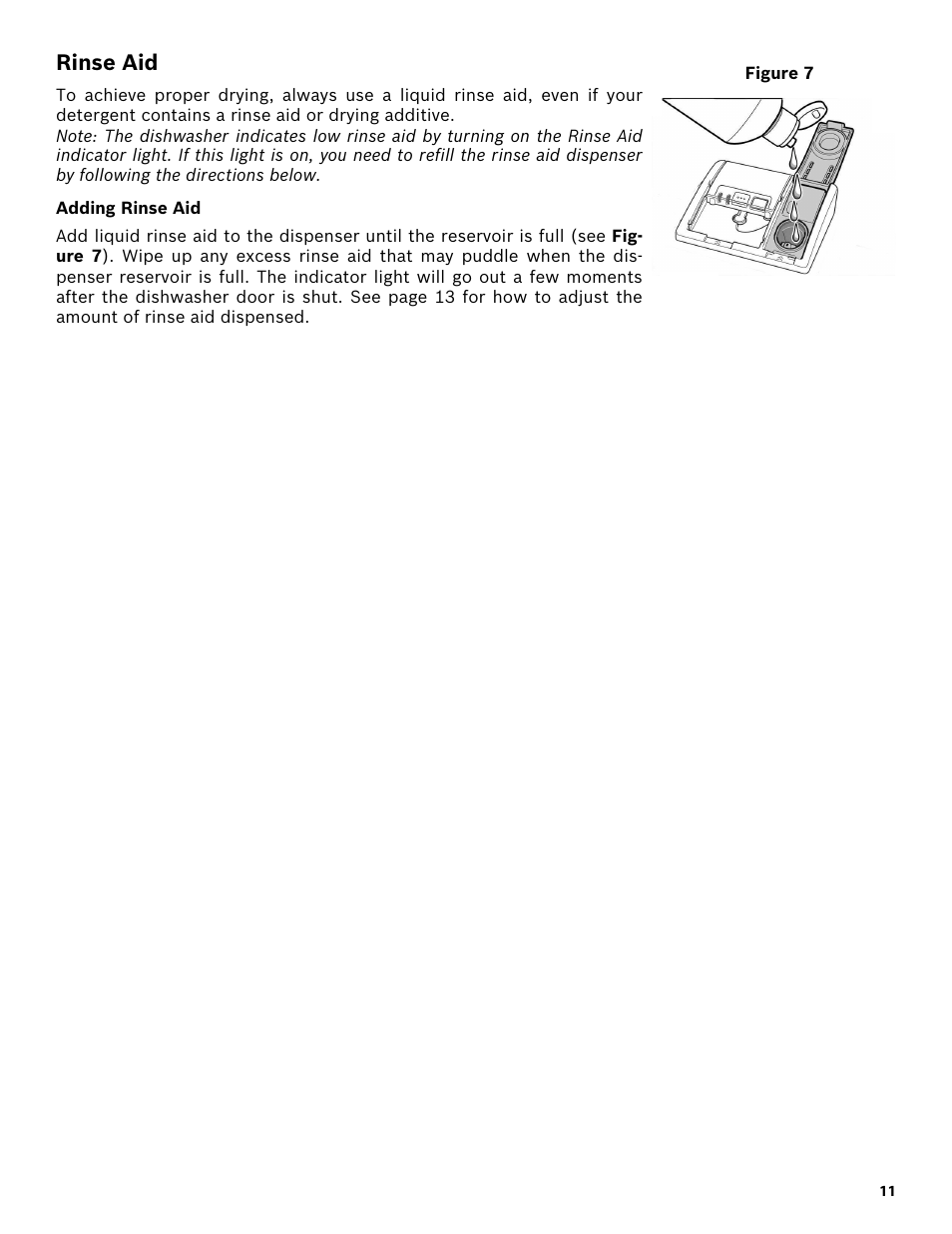 Rinse aid, Adding rinse aid | Bosch SHX3AR52UC User Manual | Page 13 / 64