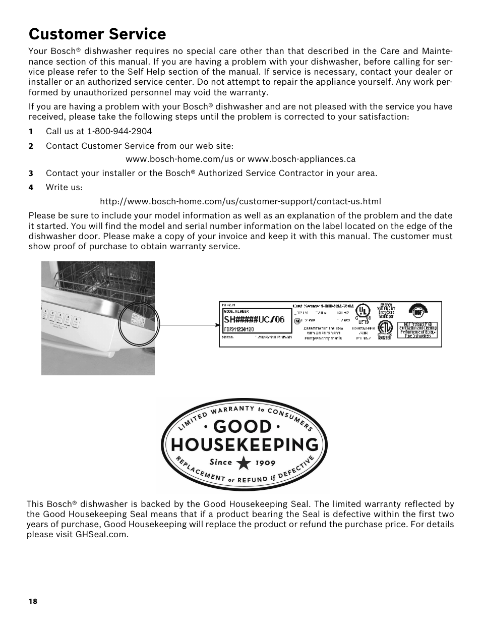 Customer service | Bosch SHX3AR52UC User Manual | Page 20 / 64