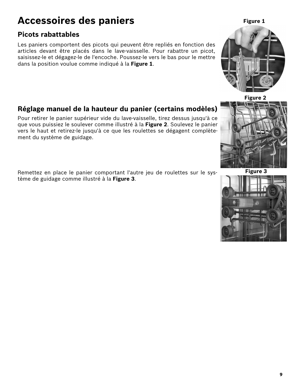 Accessoires des paniers, Picots rabattables | Bosch SHX3AR52UC User Manual | Page 31 / 64