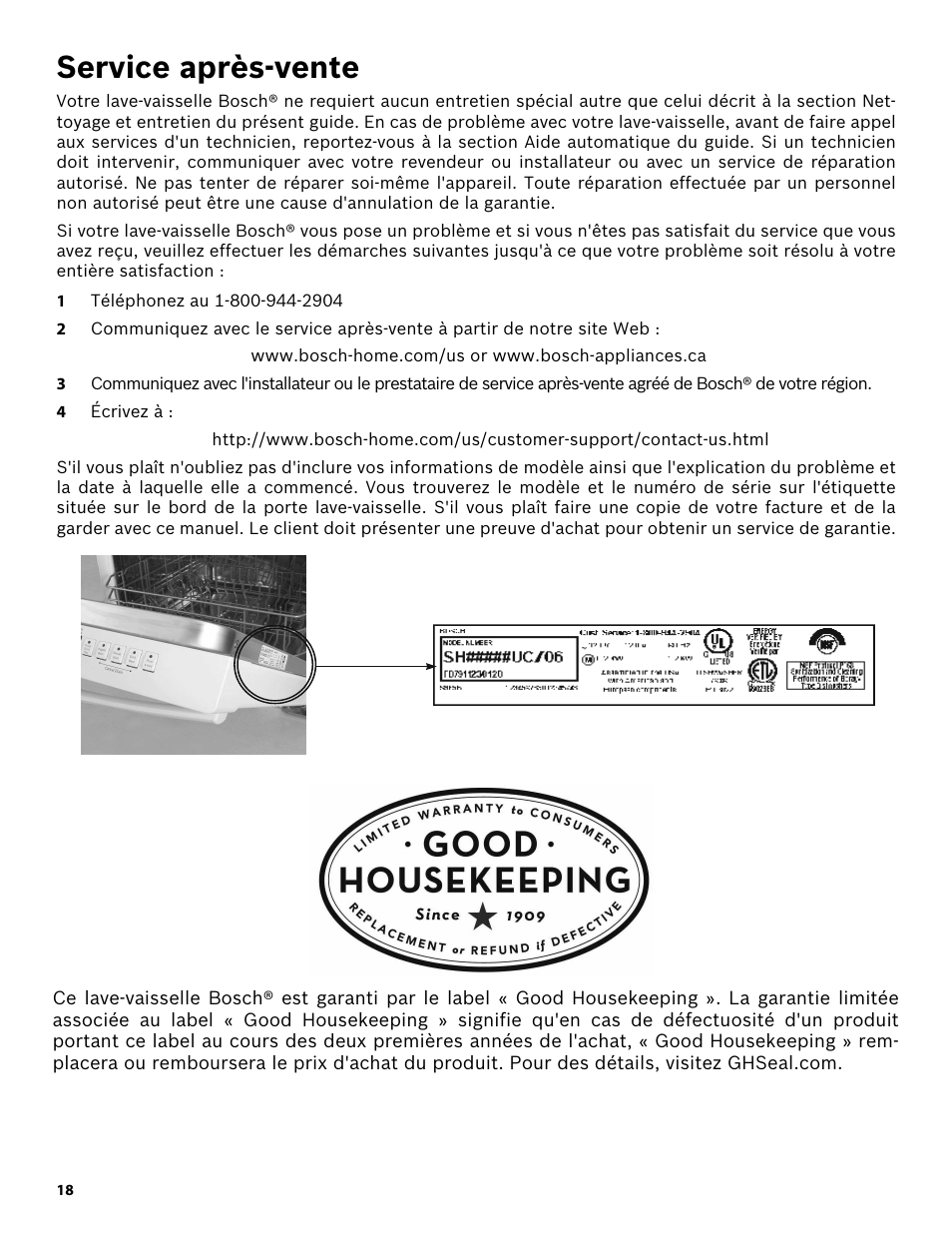 Service après-vente | Bosch SHX3AR52UC User Manual | Page 40 / 64