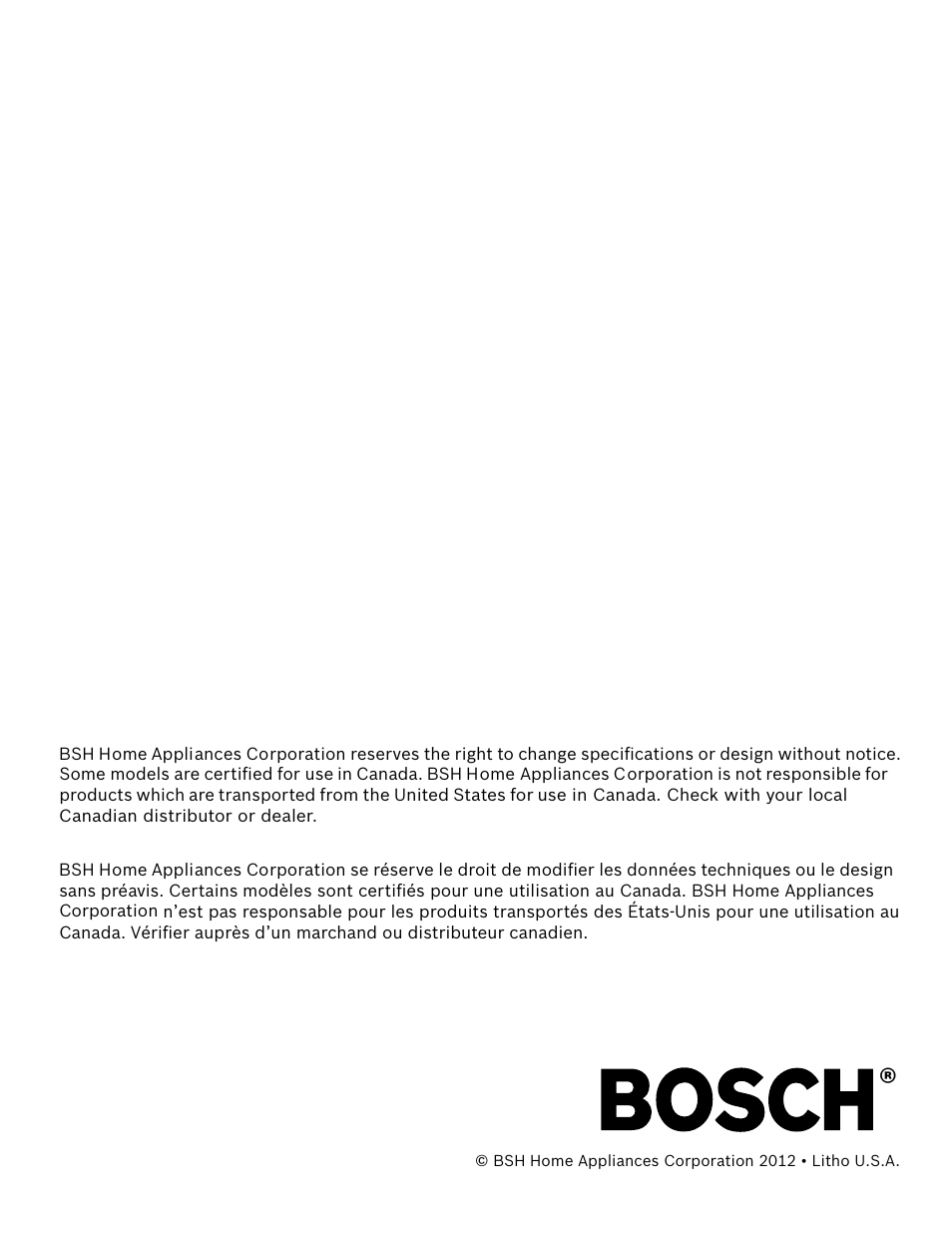 Bosch SHX3AR52UC User Manual | Page 64 / 64