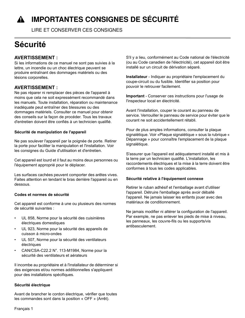 Sécurité, 9importantes consignes de sécurité | Bosch HBL8461UC User Manual | Page 22 / 56