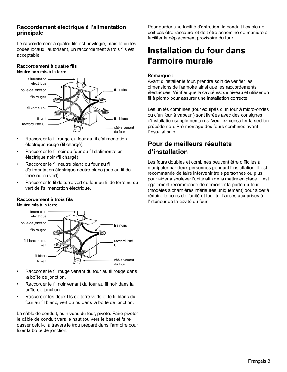 Installation du four dans l'armoire murale, Pour de meilleurs résultats d'installation | Bosch HBL8461UC User Manual | Page 29 / 56