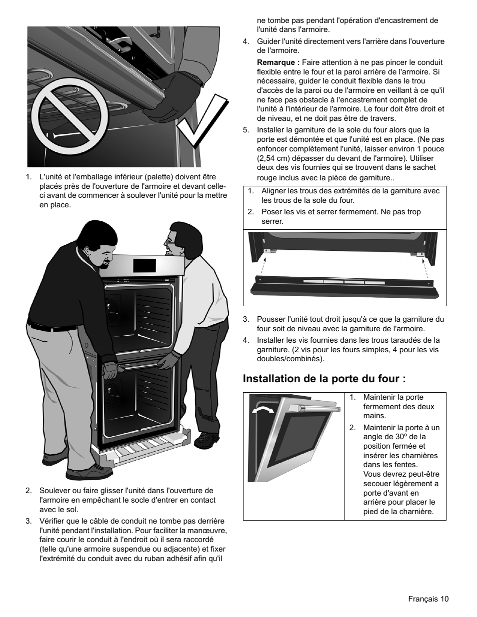 Installation de la porte du four | Bosch HBL8461UC User Manual | Page 31 / 56