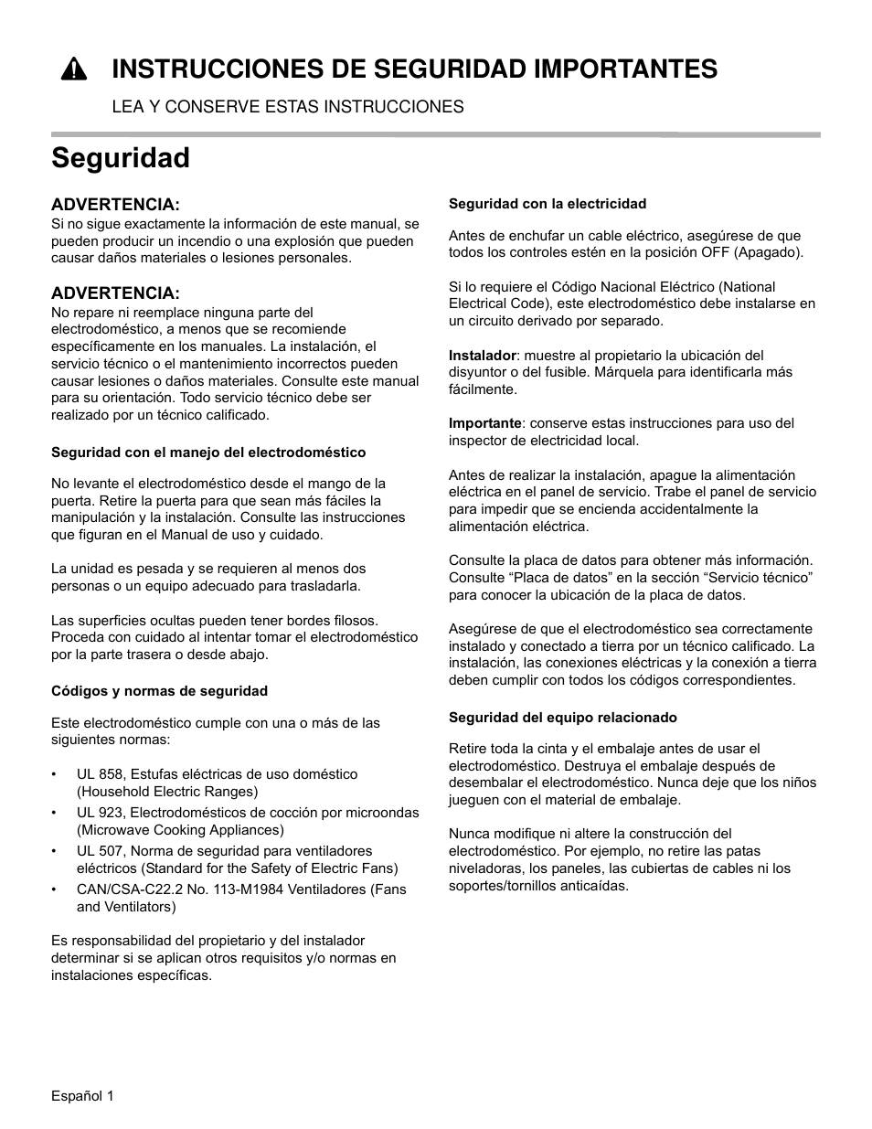 Seguridad, 9instrucciones de seguridad importantes | Bosch HBL8461UC User Manual | Page 38 / 56