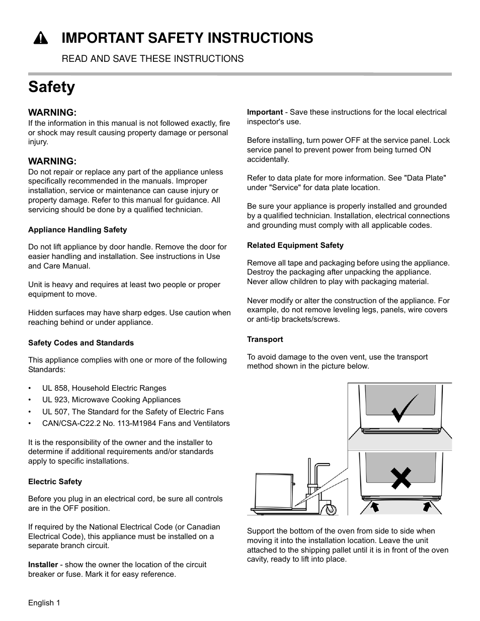 Safety, 9important safety instructions | Bosch HBL8461UC User Manual | Page 4 / 56