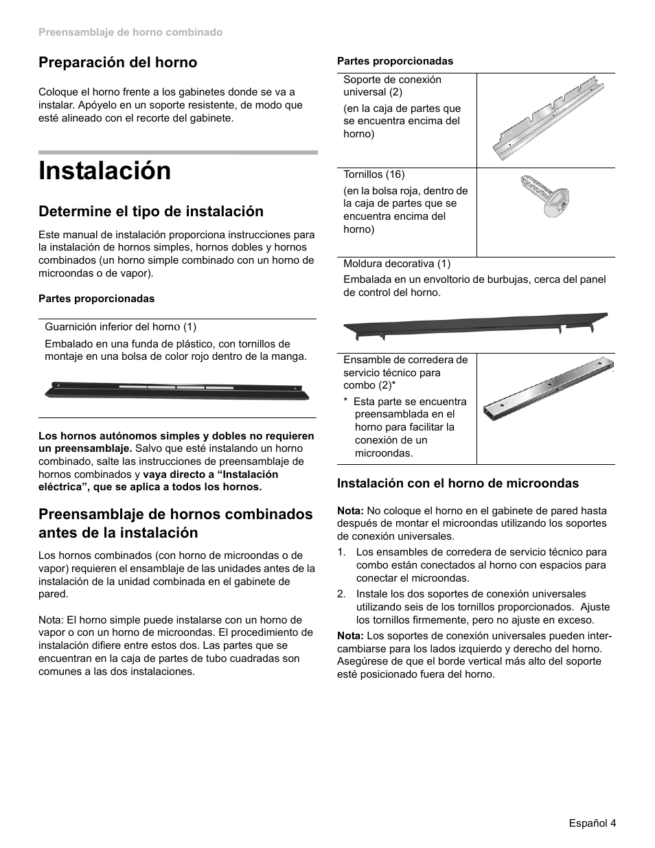 Instalación, Preparación del horno, Determine el tipo de instalación | Bosch HBL8461UC User Manual | Page 41 / 56