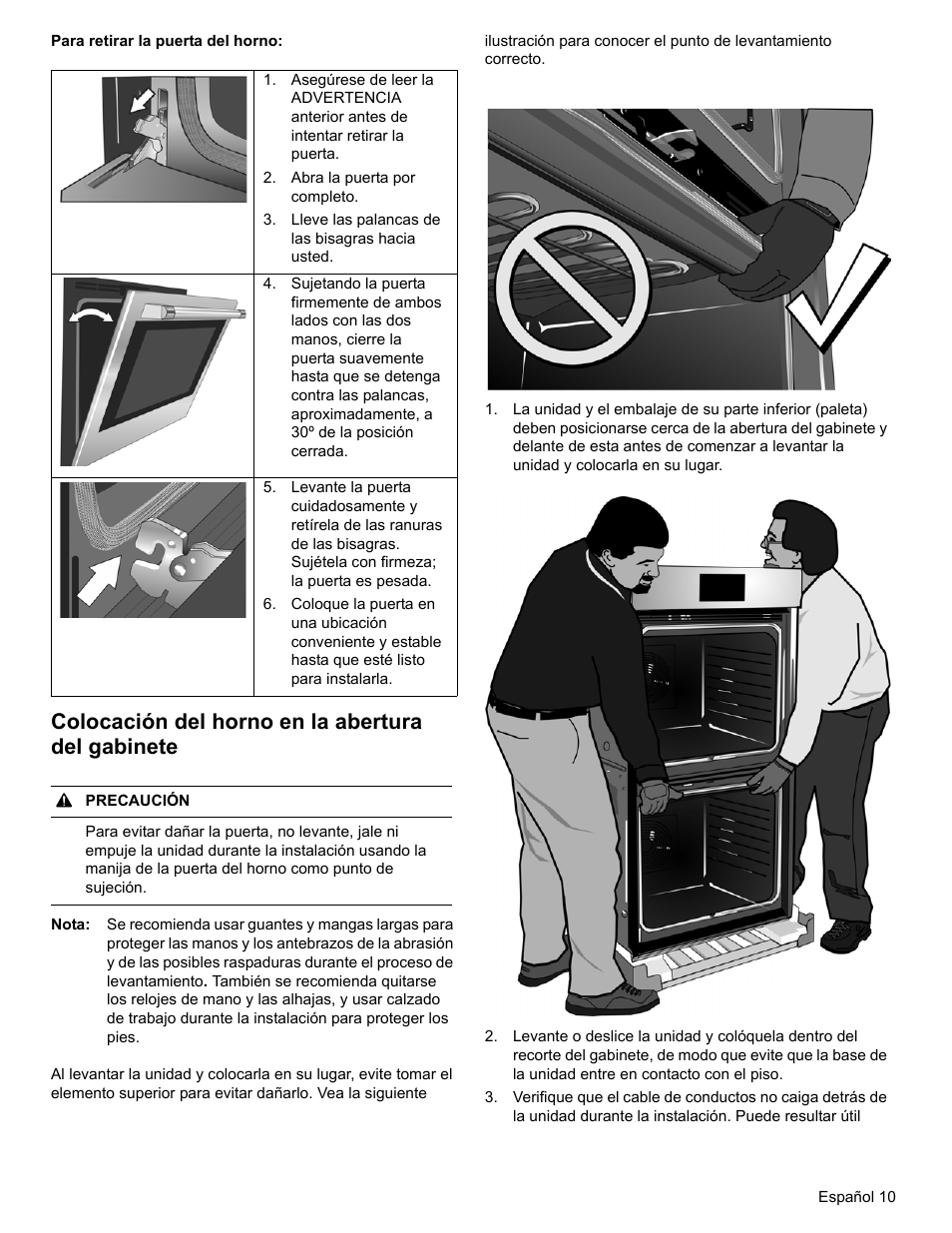 Colocación del horno en la abertura del gabinete | Bosch HBL8461UC User Manual | Page 47 / 56