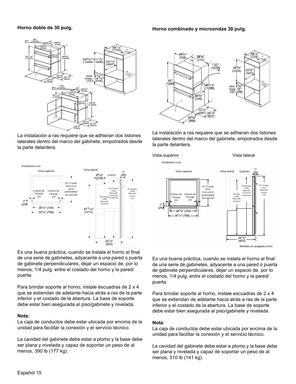 Vista superior vista lateral | Bosch HBL8461UC User Manual | Page 52 / 56