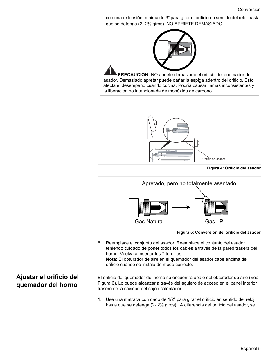 Ajustar el orificio del quemador del horno | Bosch HDS7052U User Manual | Page 27 / 32