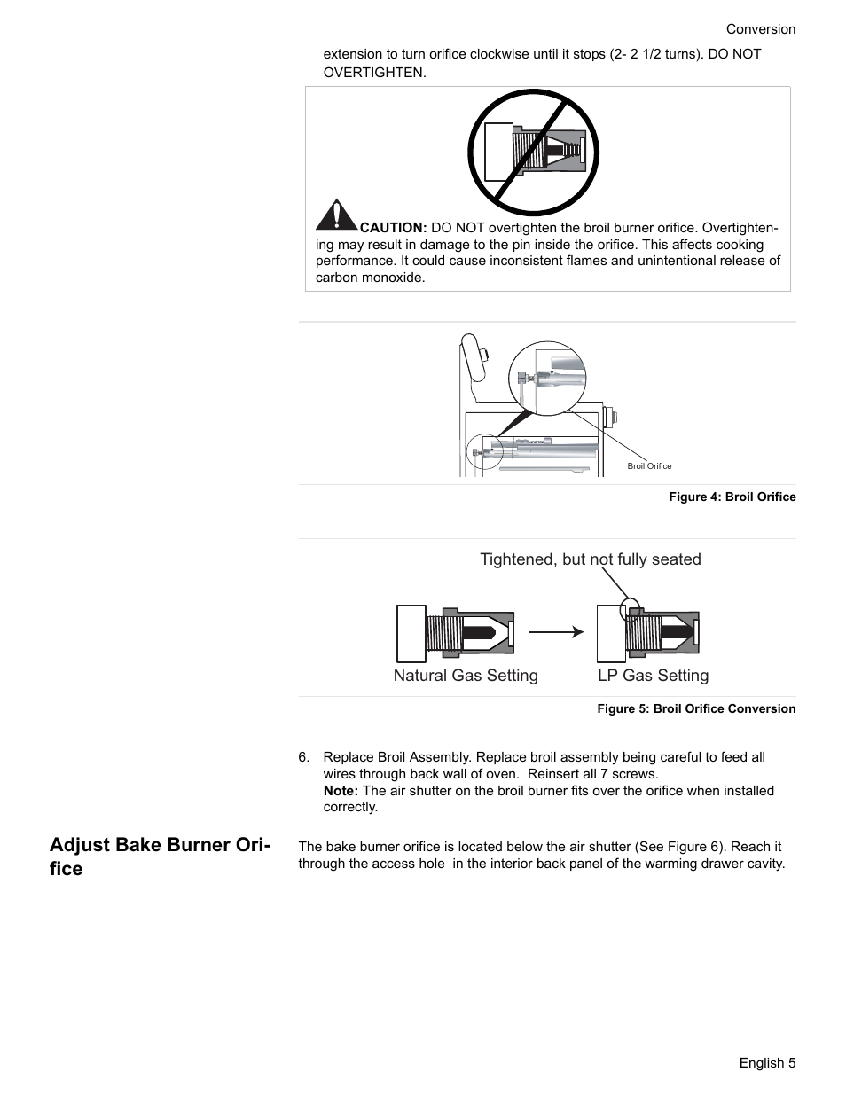 Adjust bake burner orifice, Adjust bake burner ori- fice | Bosch HDS7052U User Manual | Page 7 / 32