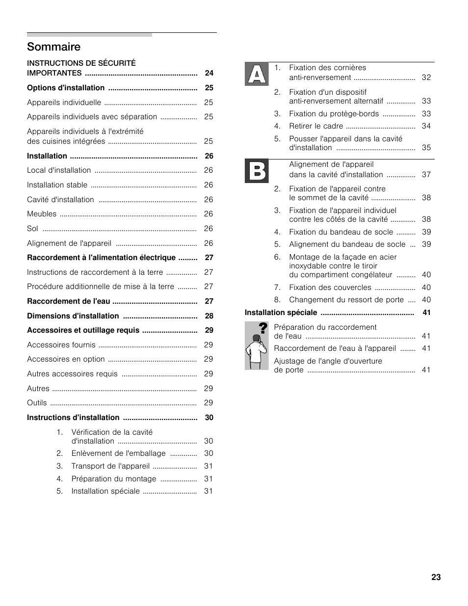 Sommaire | Bosch B30BB830SS User Manual | Page 23 / 61