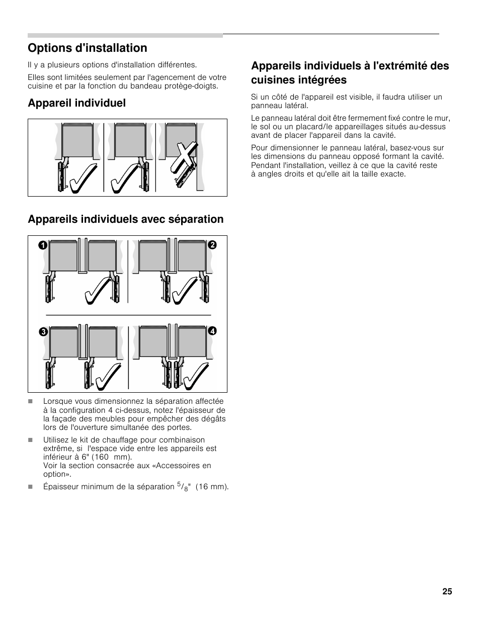 Options d'installation | Bosch B30BB830SS User Manual | Page 25 / 61