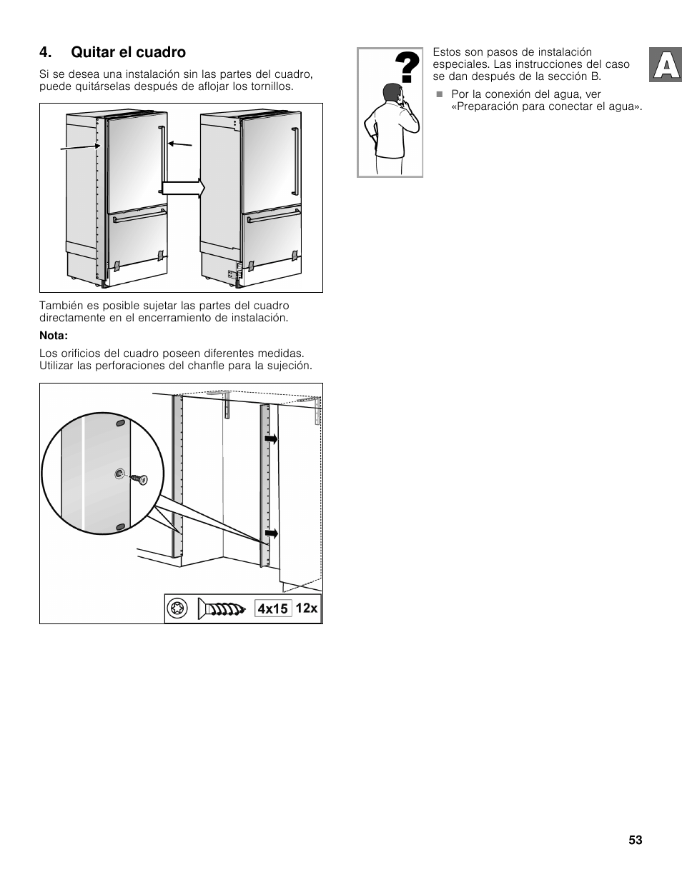 Quitar el cuadro | Bosch B30BB830SS User Manual | Page 53 / 61