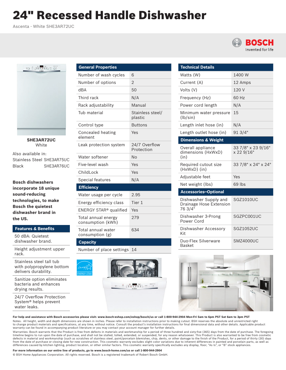 Bosch SHE3AR72UC User Manual | 3 pages