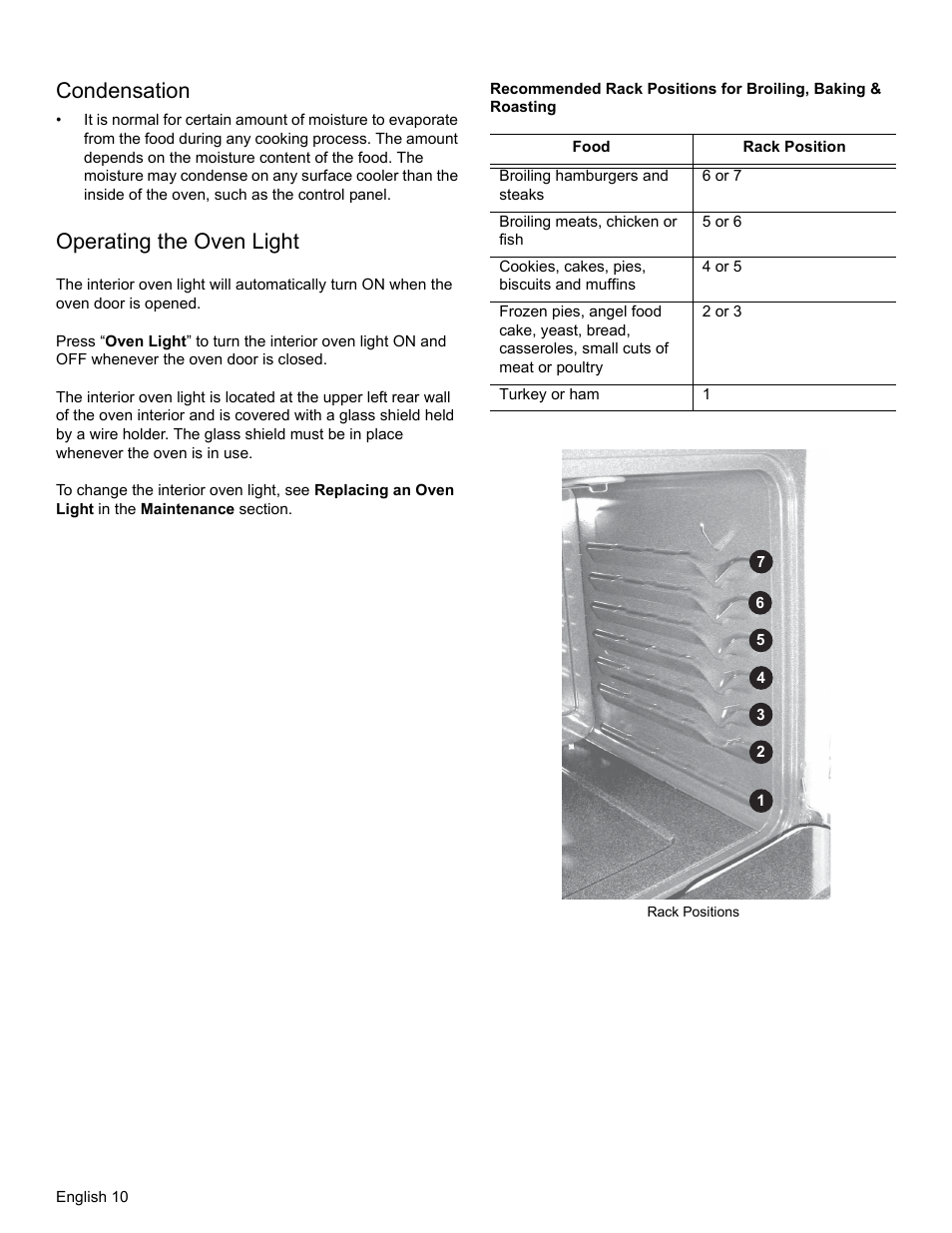 Condensation, Operating the oven light | Bosch HES3053U User Manual | Page 13 / 100