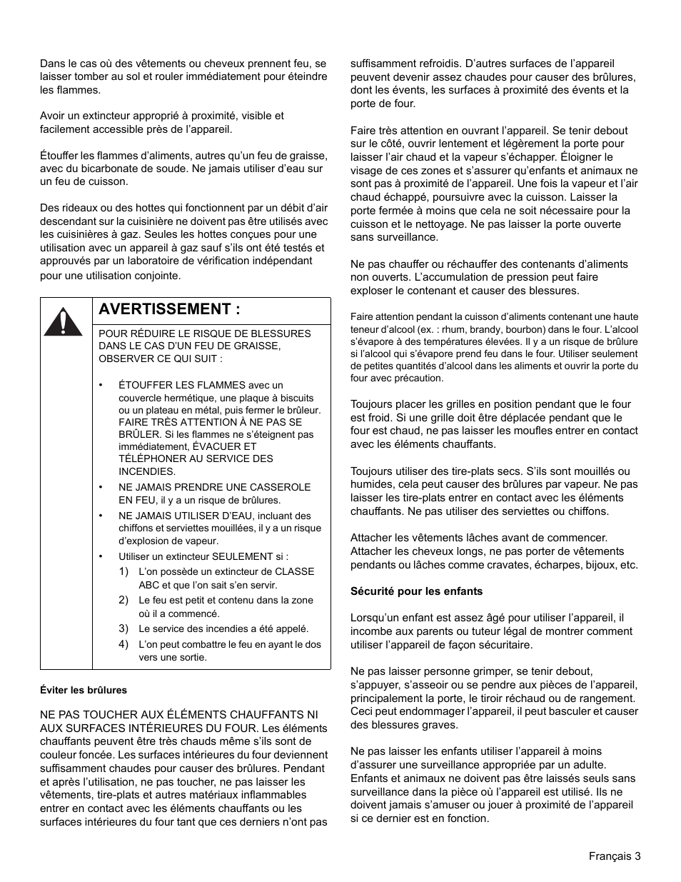 Avertissement, 3) le service des incendies a été appelé | Bosch HES3053U User Manual | Page 38 / 100