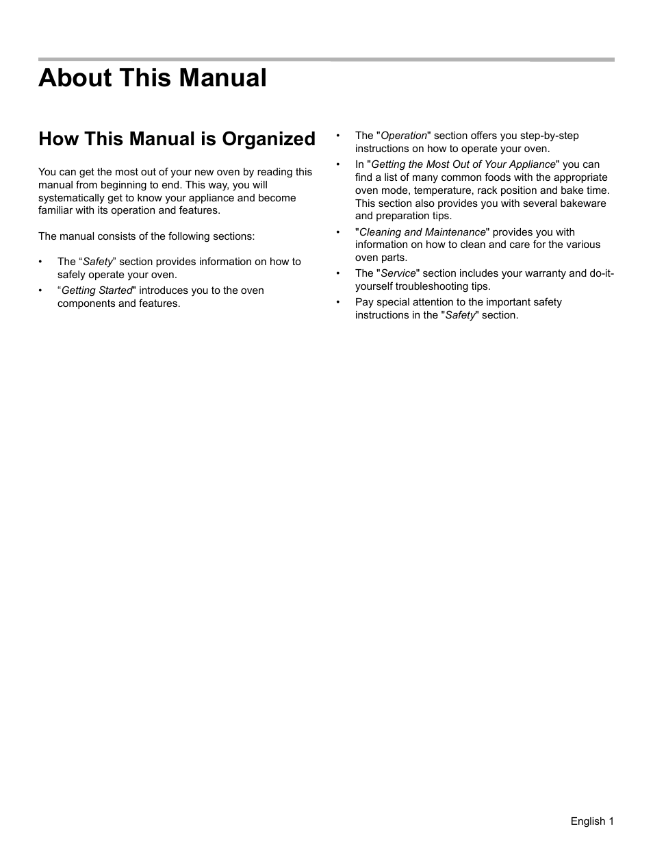 About this manual, How this manual is organized | Bosch HES3053U User Manual | Page 4 / 100