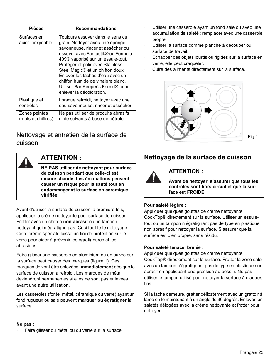 Nettoyage et entretien de la surface de cuisson, Attention, Nettoyage de la surface de cuisson | Bosch HES3053U User Manual | Page 58 / 100