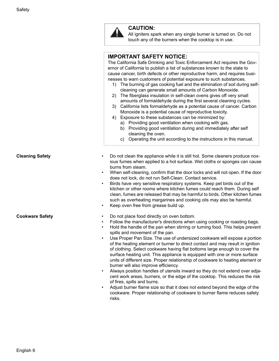 Cleaning safety, Cookware safety | Bosch HDS7052U User Manual | Page 10 / 60