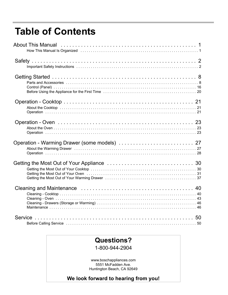 Bosch HDS7052U User Manual | Page 3 / 60