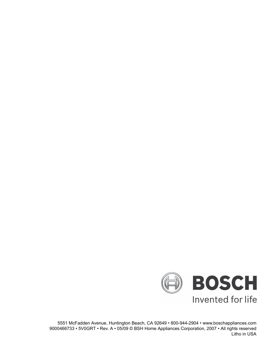 Bosch HDS7052U User Manual | Page 60 / 60