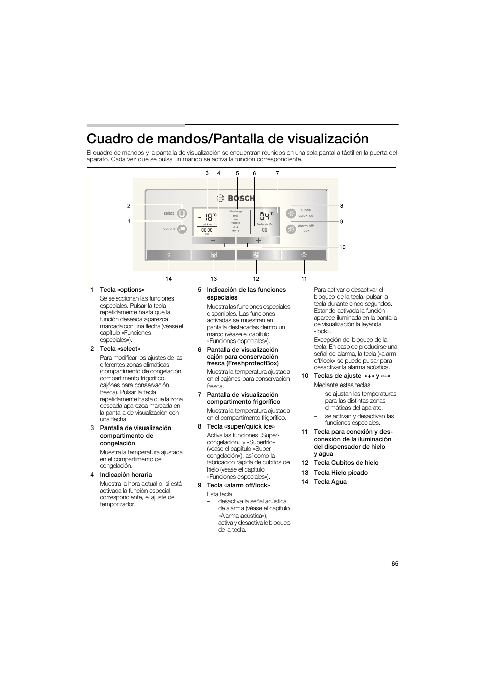 Cuadro de mandos/pantalla de visualización | Bosch B22CS50SNS User Manual | Page 65 / 88