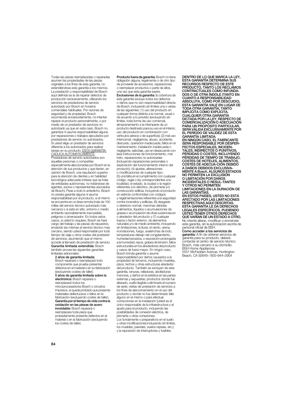 Bosch B22CS50SNS User Manual | Page 84 / 88