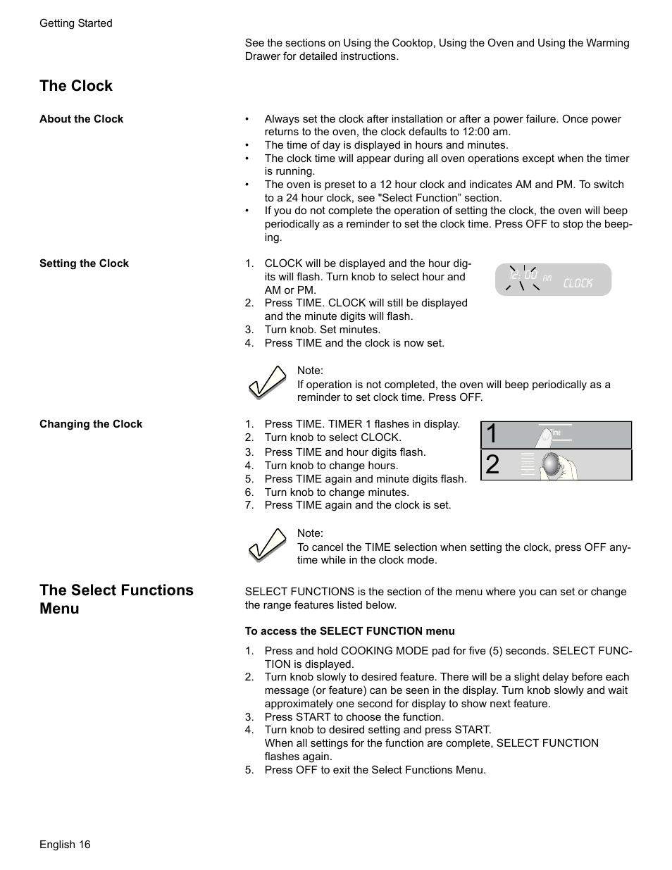 The clock, About the clock, Setting the clock | Clock, Turn knob. set minutes, Press time and the clock is now set, Changing the clock, Press time. timer 1 flashes in display, Turn knob to select clock, Press time and hour digits flash | Bosch HDI7282U User Manual | Page 18 / 56