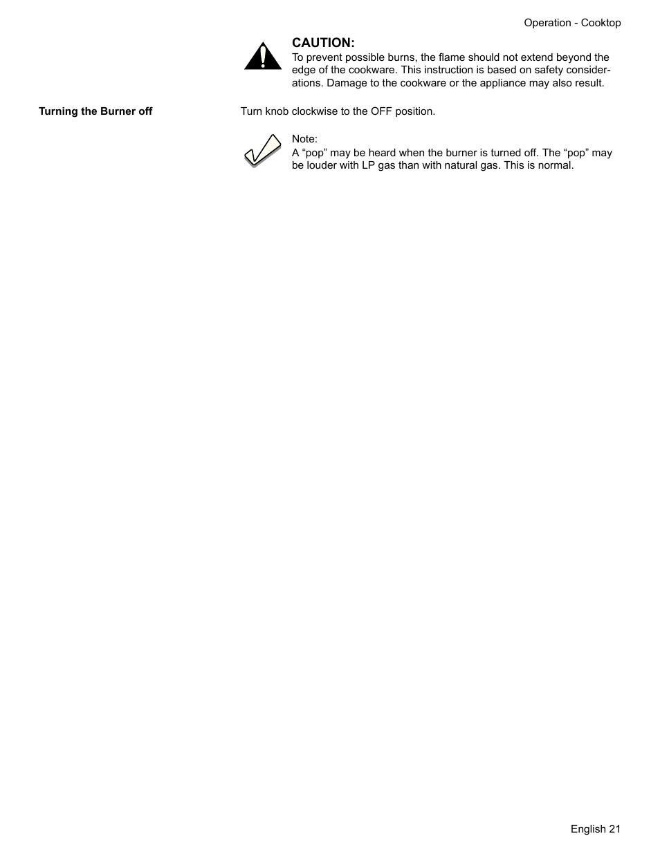 Turning the burner off | Bosch HDI7282U User Manual | Page 23 / 56