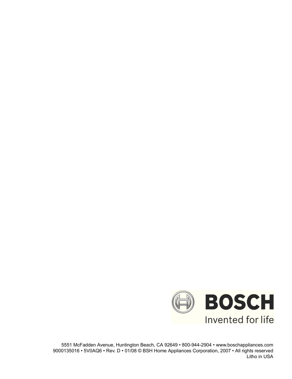 Bosch HDI7282U User Manual | Page 56 / 56