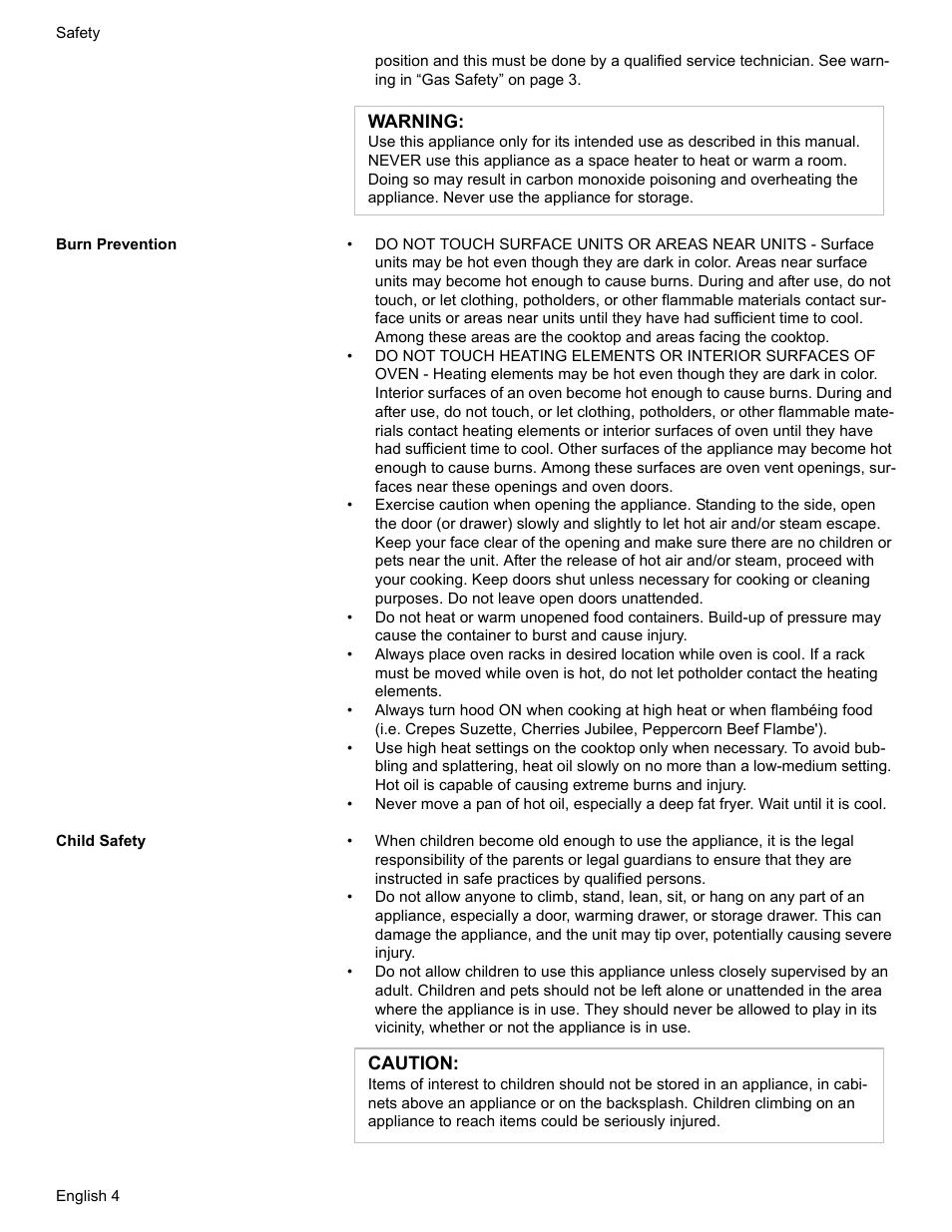 Burn prevention, Child safety | Bosch HDI7282U User Manual | Page 6 / 56