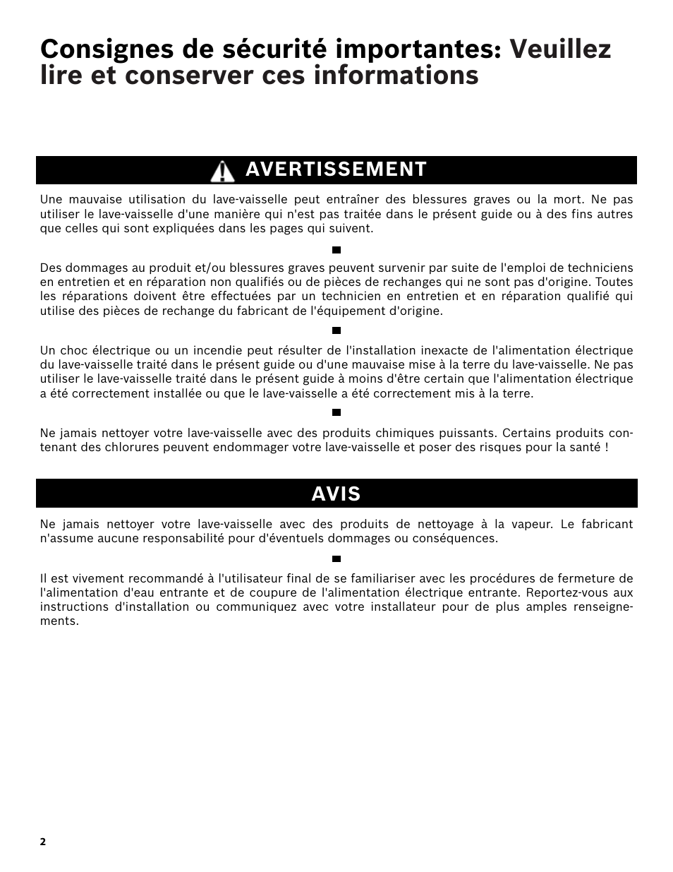 Avertissement, Avis | Bosch SHX3AR55UC User Manual | Page 24 / 64