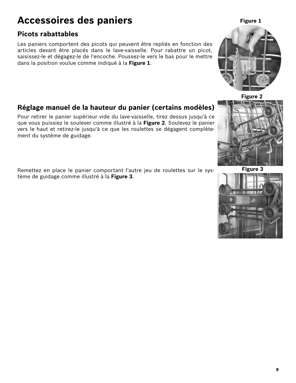 Accessoires des paniers, Picots rabattables | Bosch SHX3AR55UC User Manual | Page 31 / 64