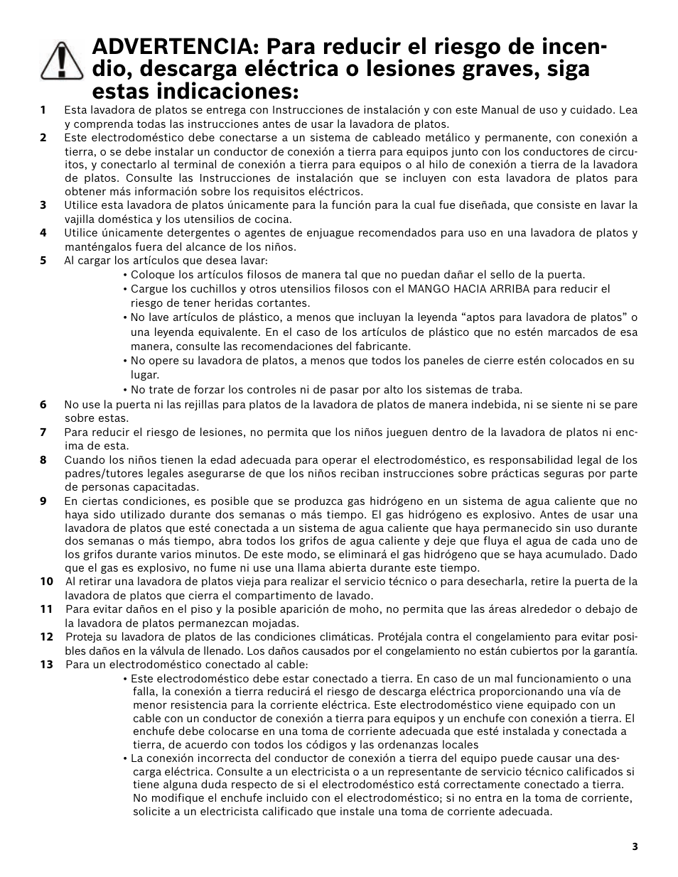 5 al cargar los artículos que desea lavar, 13 para un electrodoméstico conectado al cable | Bosch SHX3AR55UC User Manual | Page 45 / 64