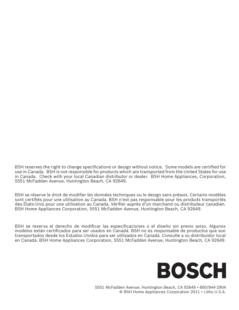 Back | Bosch SHX3AR55UC User Manual | Page 64 / 64